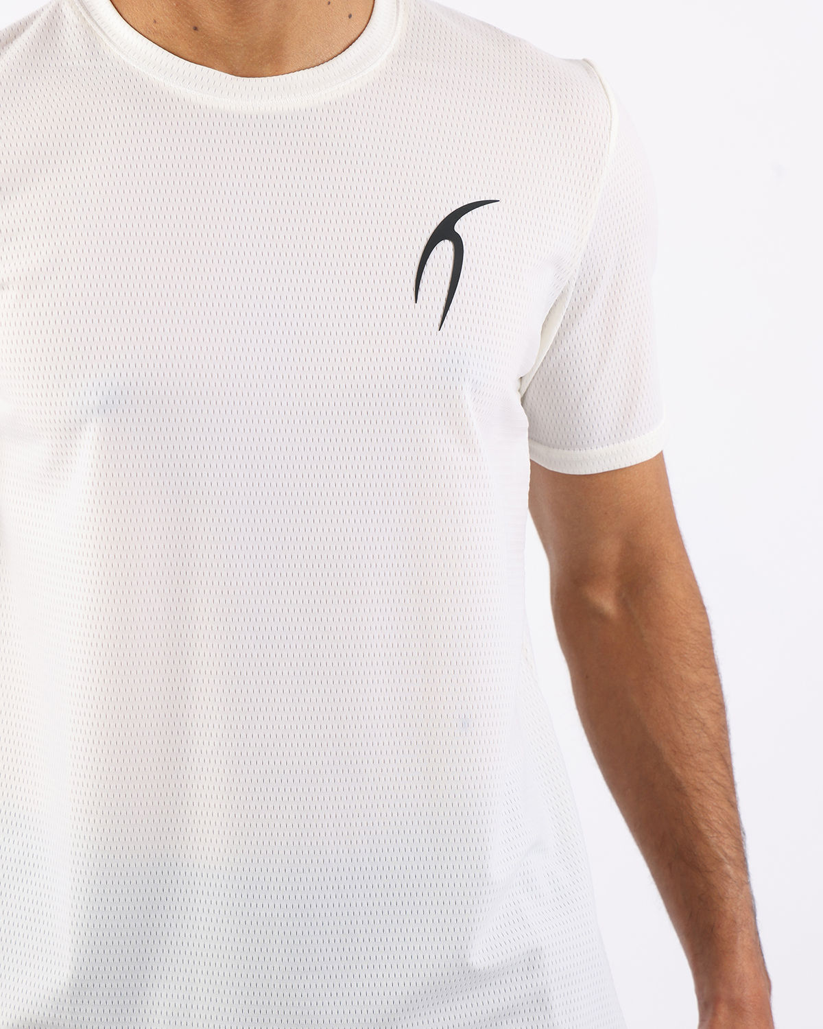 Crew Neck Short Sleeve White Athletic Top-Atum -20887677