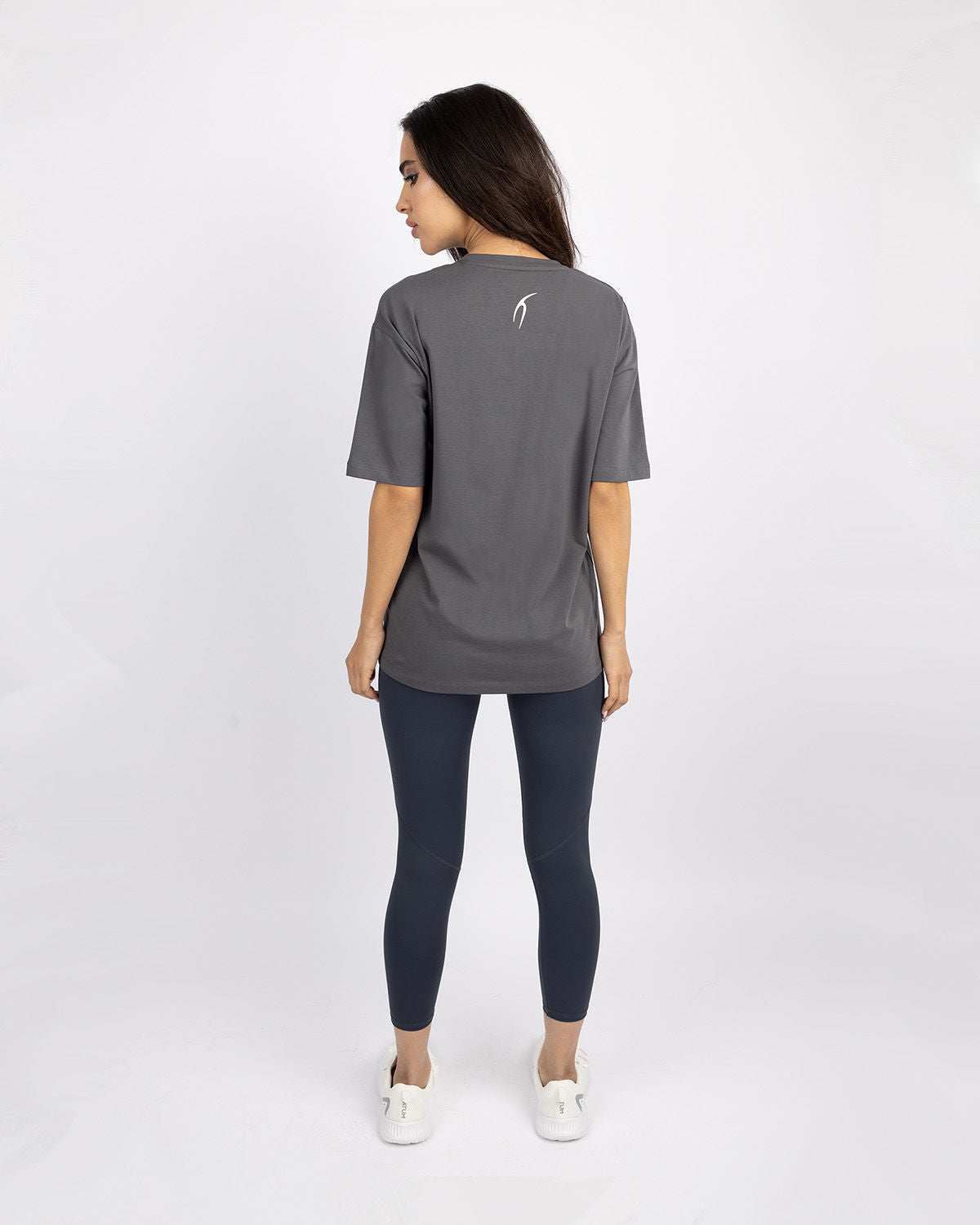Oversize Printed Women's Gray T-Shirt-Atum -16508720