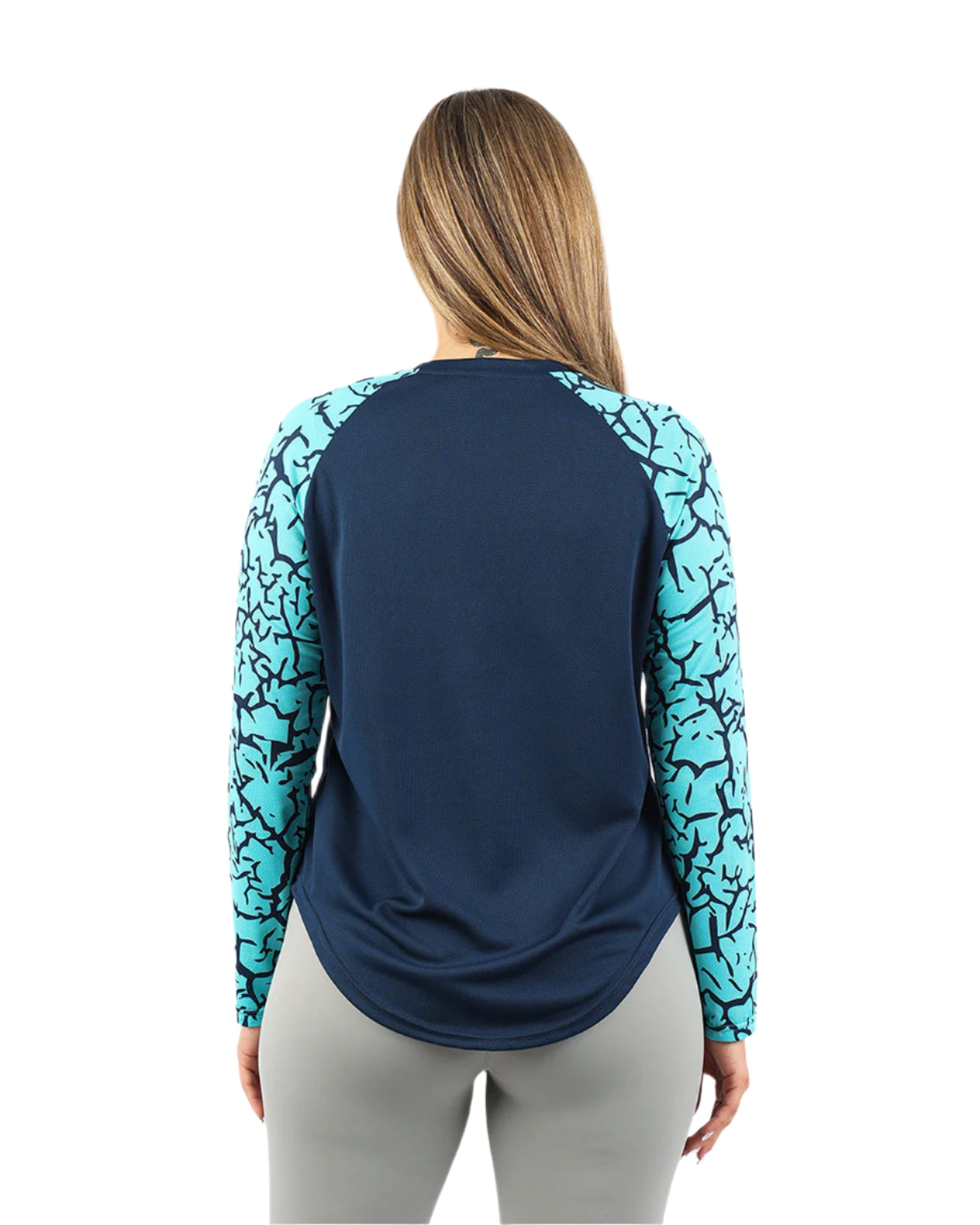 Crew Neck Long Sleeve Turquoise Top-Atum -11506985