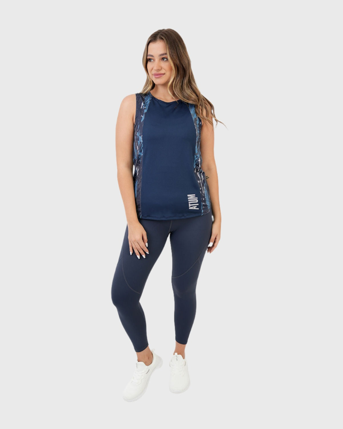 Marble Printed Navy Tank Top-Atum -60171867