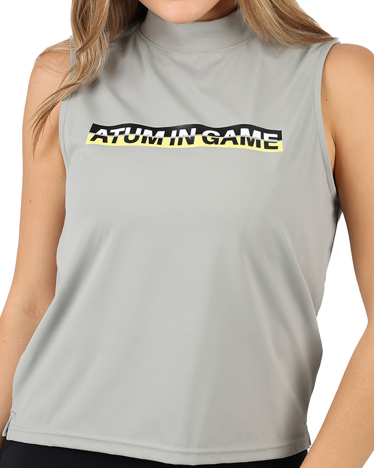 Sleeveless Training Gray Tank Top-Atum -87536974