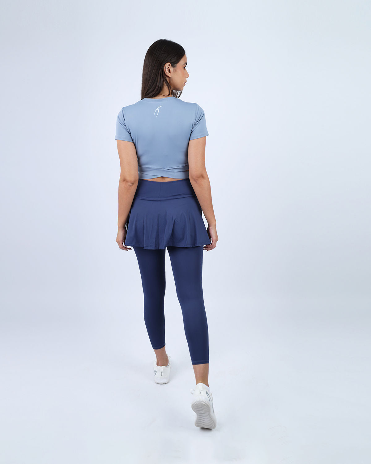 Twisted Short Sleeves Blue Crop Top-Atum -88208200
