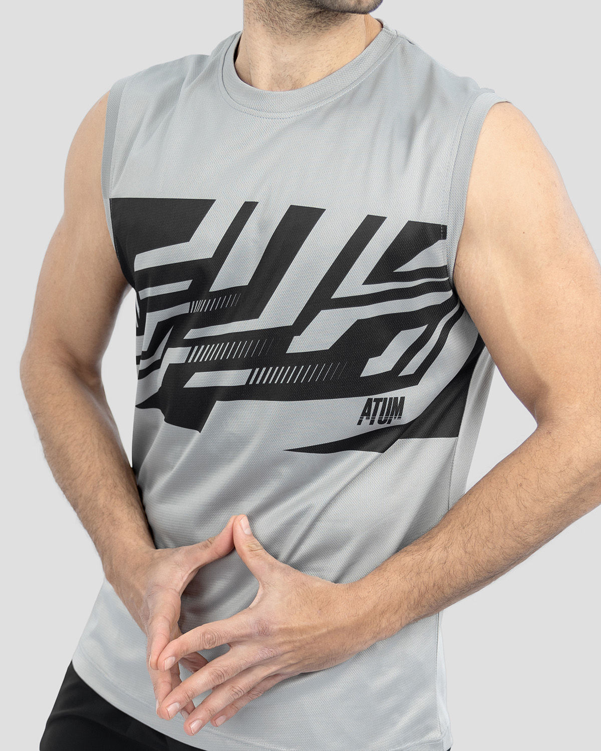 Men's Printed Gray Tank Top-Atum -71319189