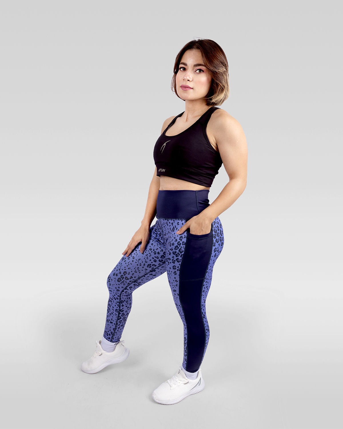 Women's Floral Purple Leggings-Atum -36814674