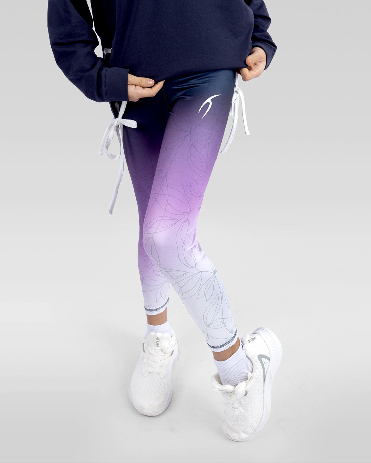 Printed Girl's Navy Leggings-Atum -71839613