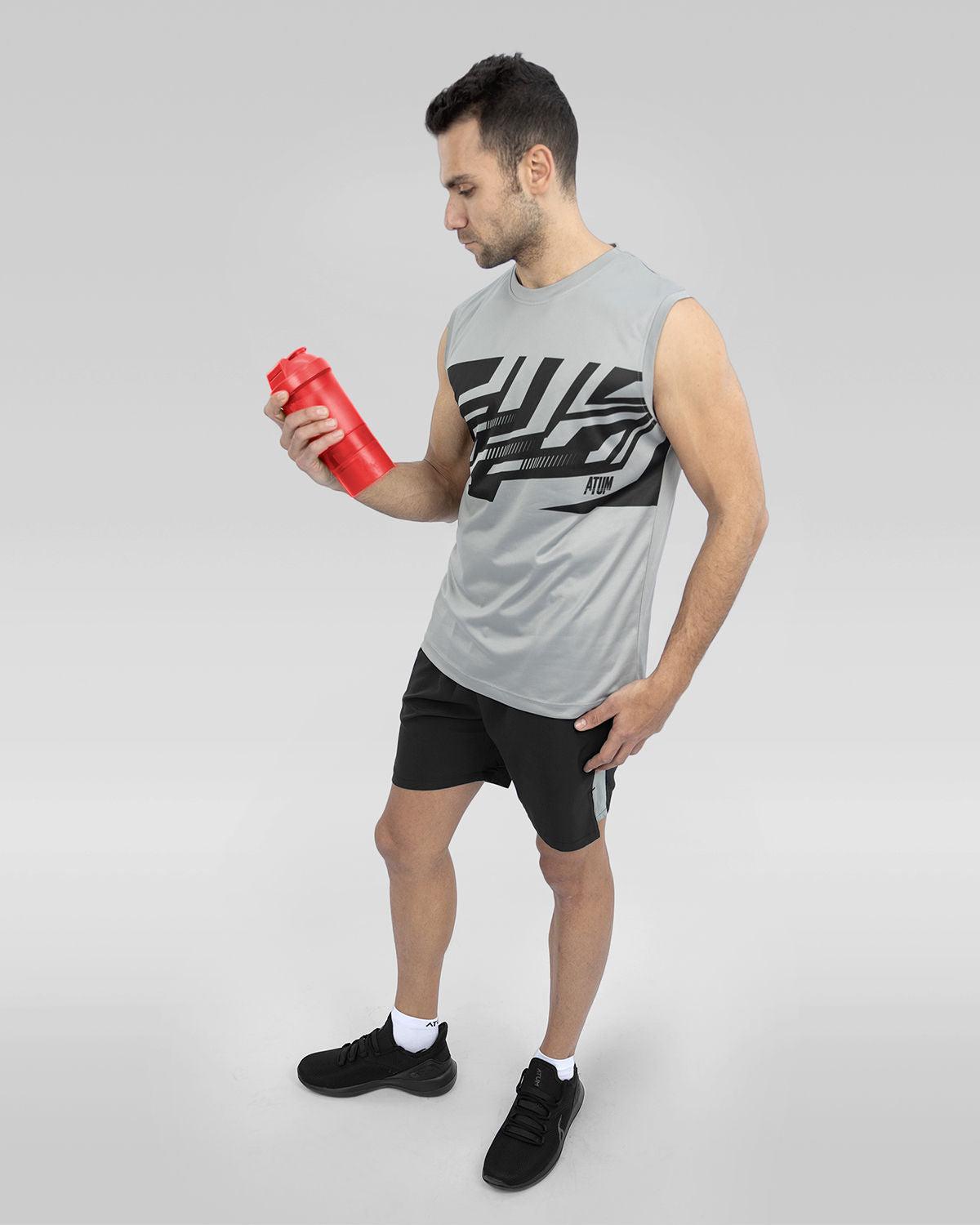 Men's Printed Gray Tank Top-Atum -98597976