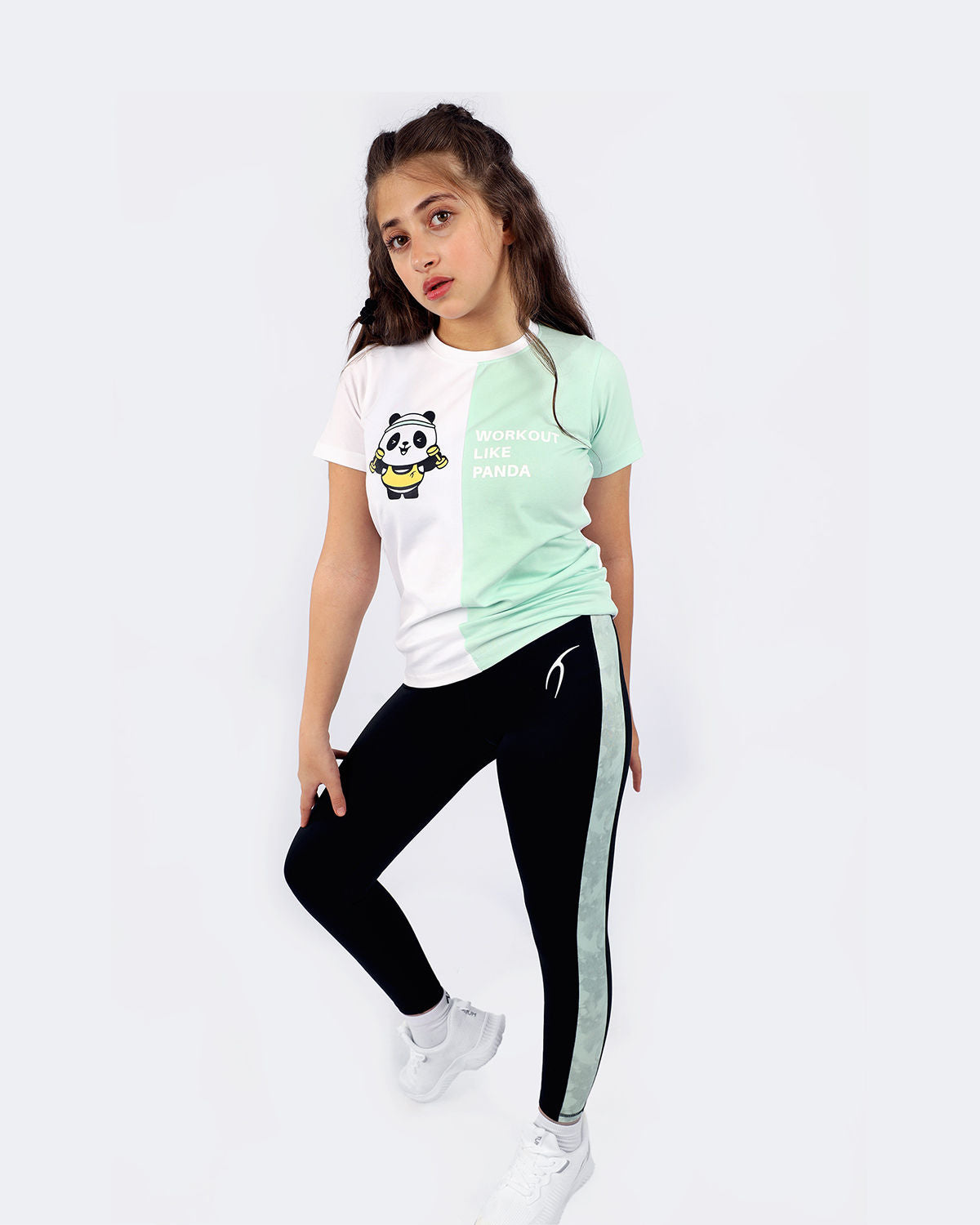 Girl's Marble Black Leggings-Atum -91258097