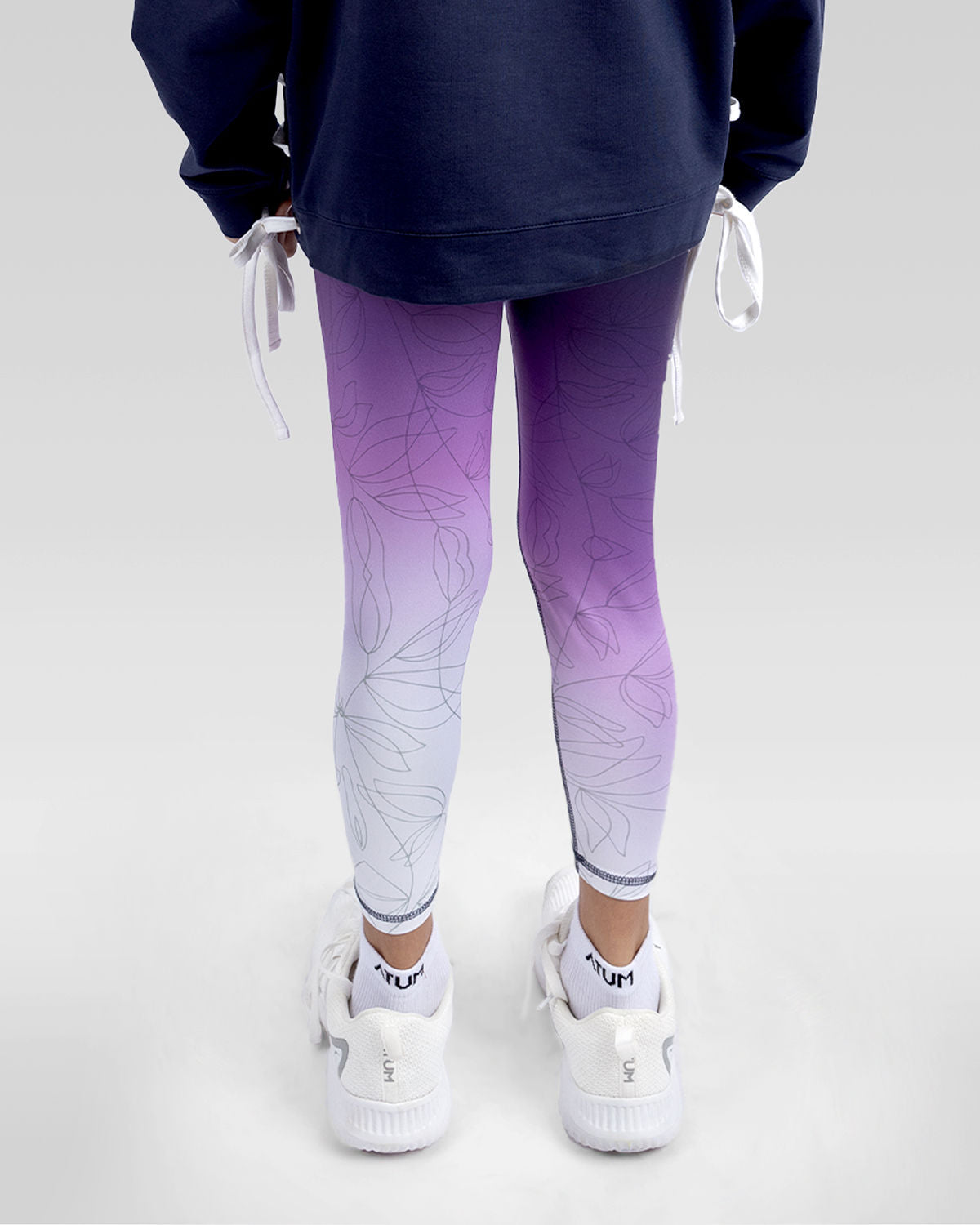 Printed Girl's Navy Leggings-Atum -80260313