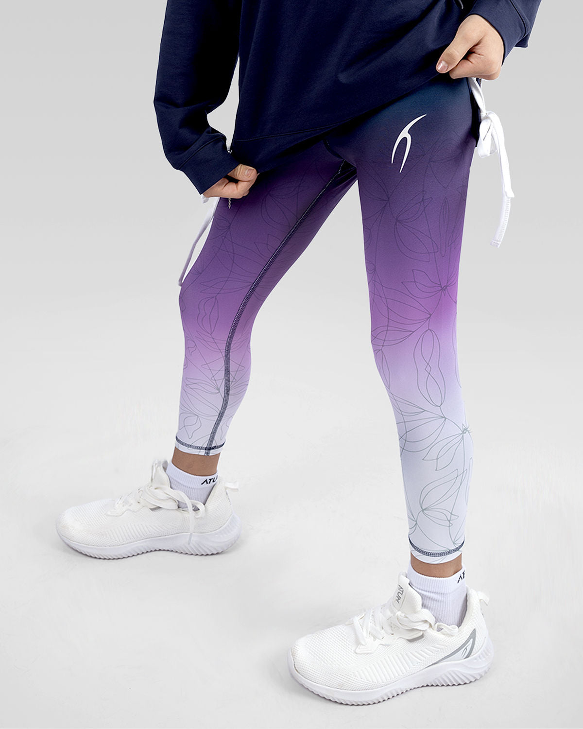 Printed Girl's Navy Leggings-Atum -14035209