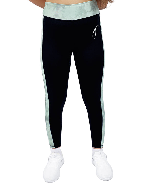 Girl's Marble Black Leggings-Atum -72819976