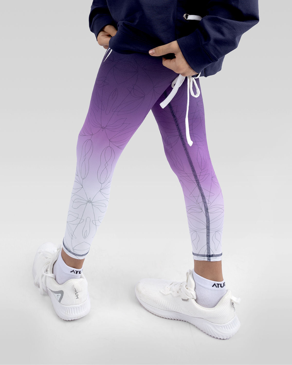 Printed Girl's Navy Leggings-Atum -62837381